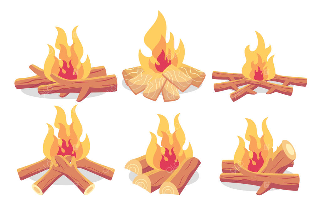 مجموعه تصاویر متحرک آتش اردوگاه به سبک کارتونی برای رابط کاربری بازی‌ها و طراحی وب یا کامپیوتر