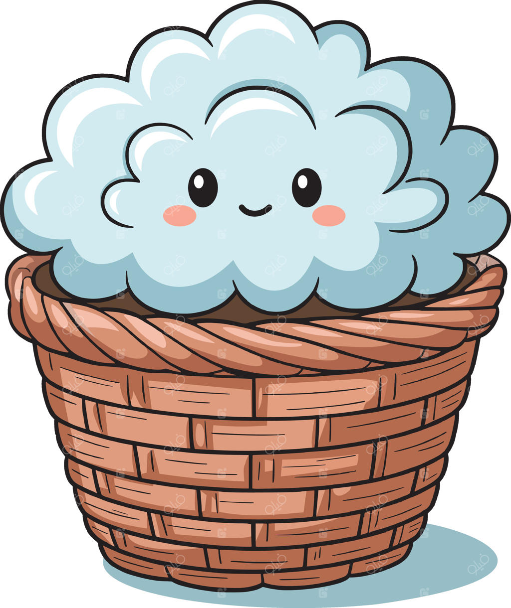 شخصیت بامزه ابر در سبد حصیری