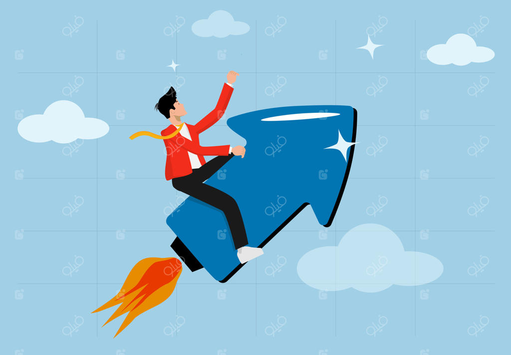 رشد سرمایه‌گذاری سود دهی را افزایش می‌دهد، رشد را تقویت می‌کند، با سرعت بالا پیش می‌رود، پروژه‌ای نوپا را راه‌اندازی می‌کند یا مفهومی را بهبود می‌بخشد، جوانی بر تیری که به سوی بالا پرواز می‌کند.