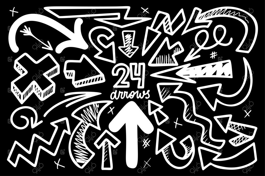 مجموعه تصویرسازی برداری فلش‌های دست‌کشیده