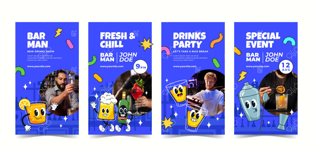 مجموعه استوری‌های اینستاگرام بارتندر حرفه‌ای