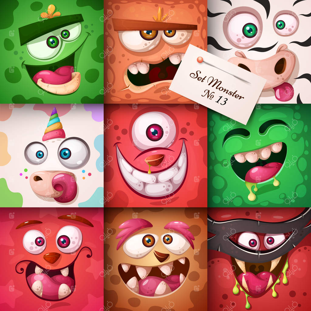 شخصیت هیولای بامزه و خنده‌دار - تصویرسازی هالووین برای چاپ روی تی‌شرت