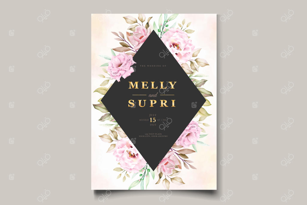 کارت دعوت طبیعت با آبرنگ دست نگار