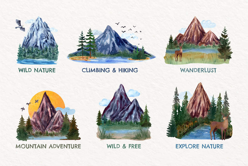 مجموعه نشان‌های ماجراجویی با آبرنگ