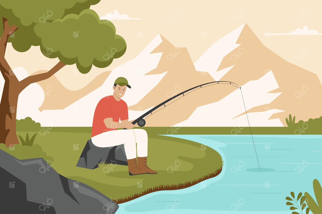 پس‌زمینه تصویرسازی چوب ماهیگیری