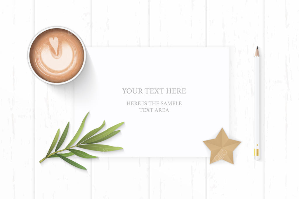 کاغذ یادداشت سفید با قهوه و برگ ترخون روی زمینه چوبی