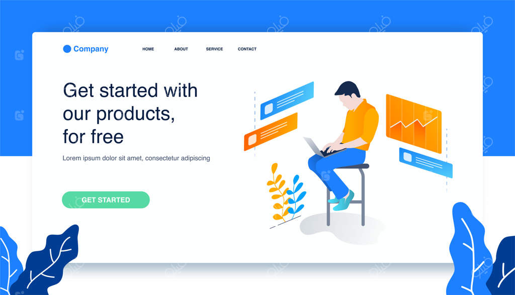 برنامه‌نویس پشت لپ‌تاپ در حالت ایزومتریک