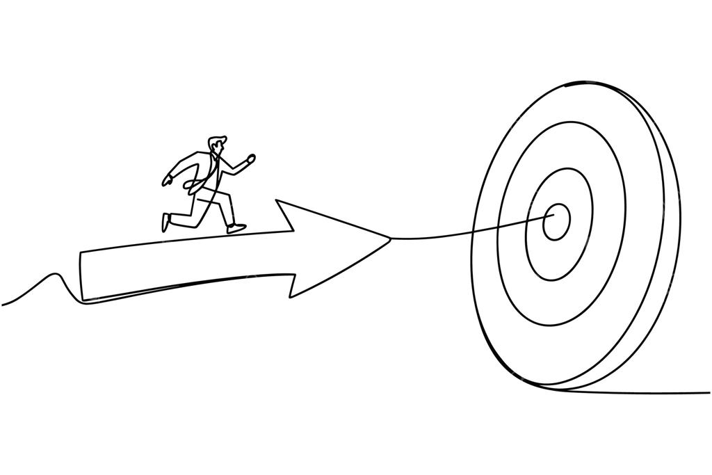 تاجر در حال دویدن روی فلش به سوی موفقیت هدفمند