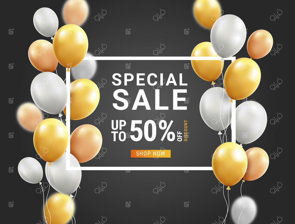 بادکنک‌های طلایی و سفید با طرح‌های قاب‌بندی