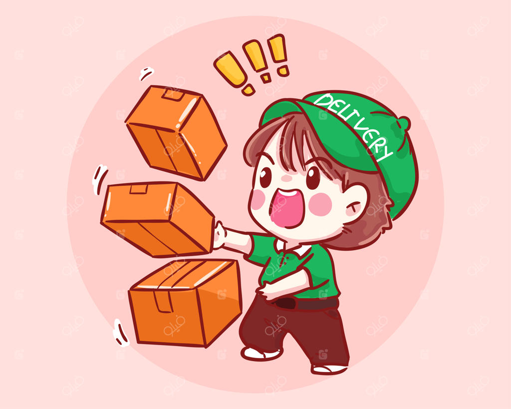 تصویر هنری پسر تحویل‌دهنده با جعبه