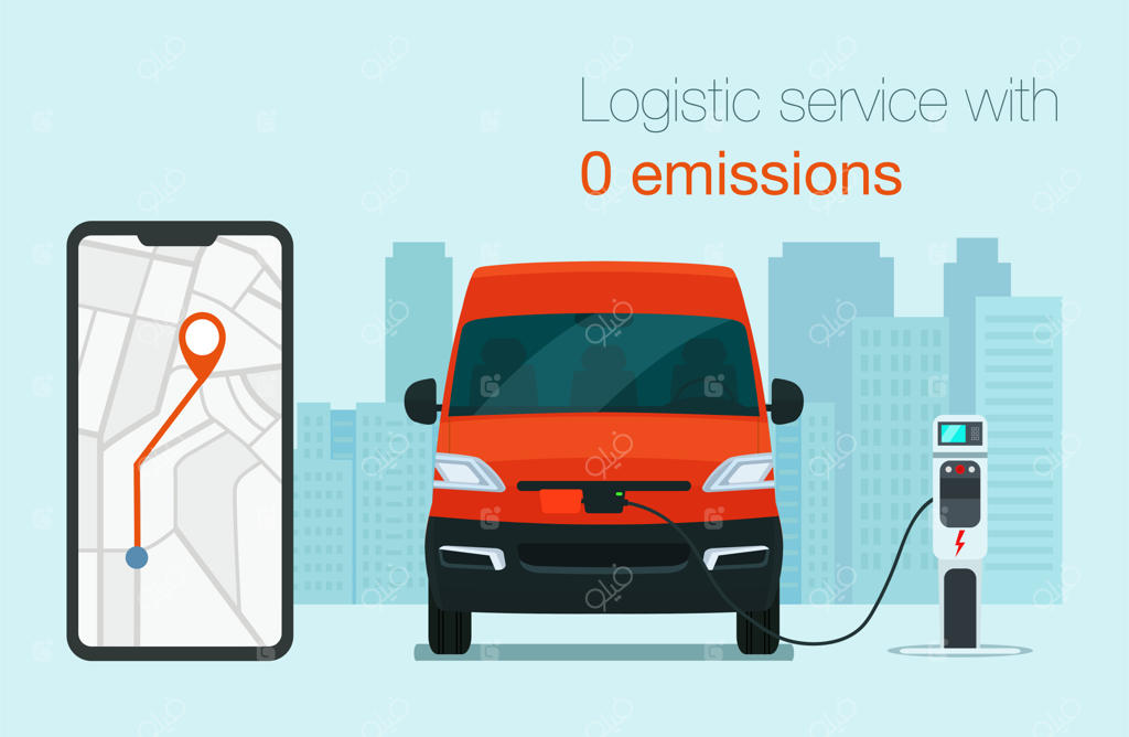 خدمات لجستیک با استفاده از وانت‌های برقی: رهگیری سفارش با گوشی هوشمند.