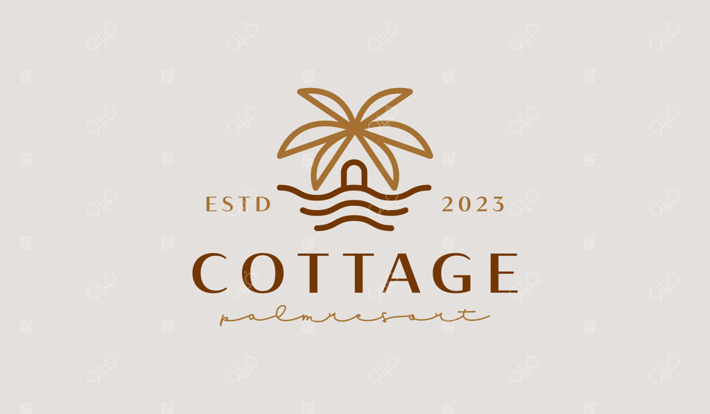 پترن لوگوی استراحتگاه پالم هاوس - نماد خلاقانه و مینیمال برای هویت شرکتی و کسب‌وکارها