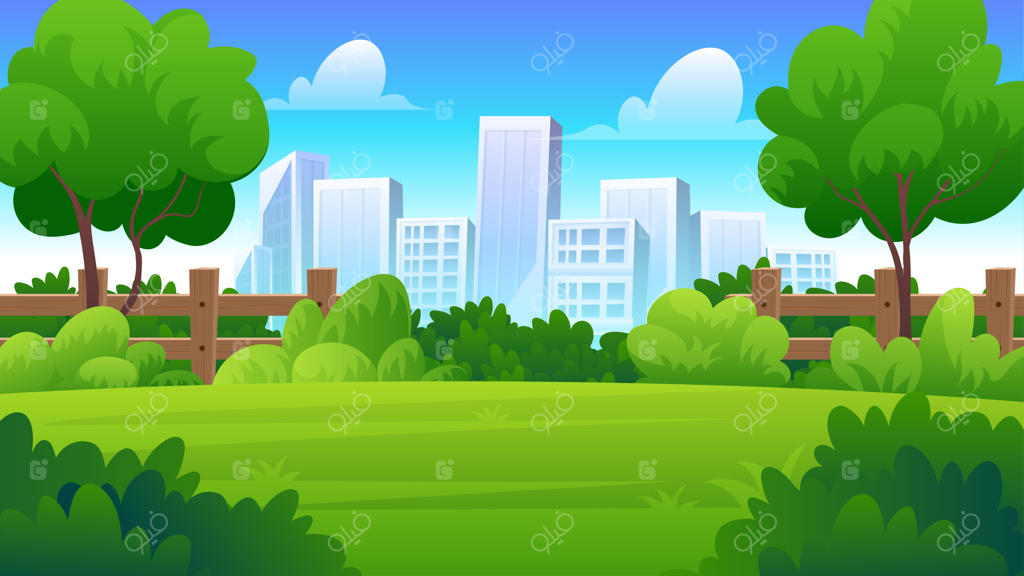 منظره تابستانی پارک شهری، باغ و فضای سبز برای پیاده‌روی و تفریح با خیابان و چمن‌زار