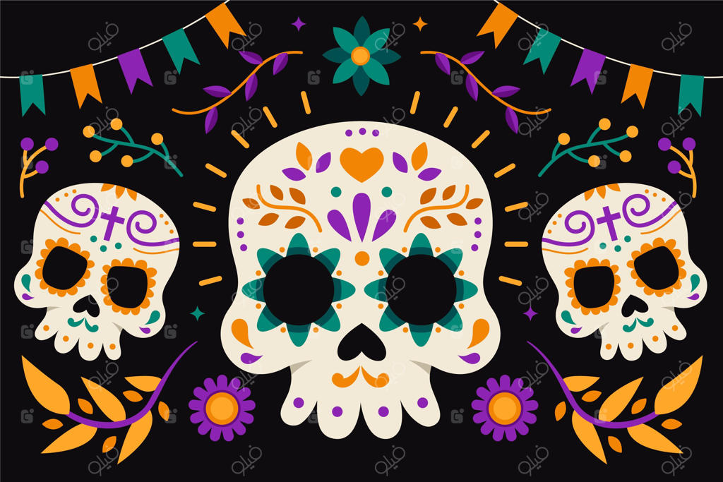 پس‌زمینه‌ای به سبک طراحی تخت برای روز مردگان