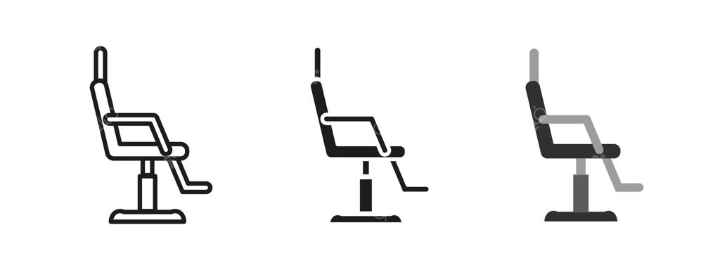 نماد صندلی آرایشگری: تصویر مبلمان حرفه‌ای سالن پیرایش. نمادی از خدمات کوتاهی مو، زیبایی و راحتی در آرایشگاه‌ها.