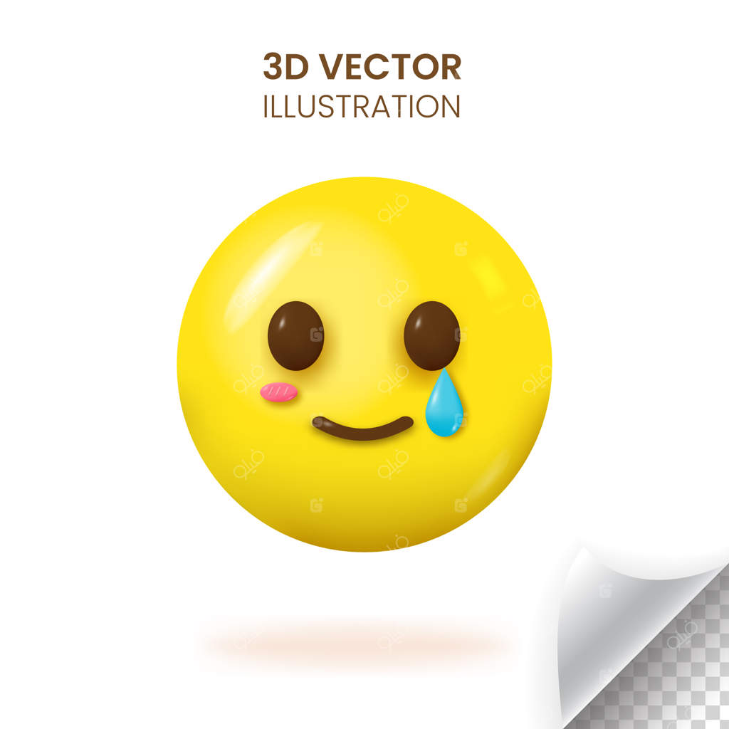تصویر وکتور ایموجی سه‌بعدی صورت خندان با اشک