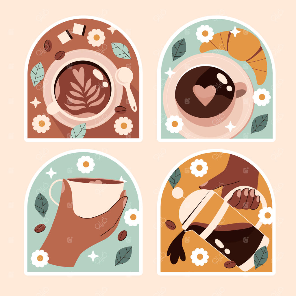 مجموعه برچسب‌های ساده قهوه