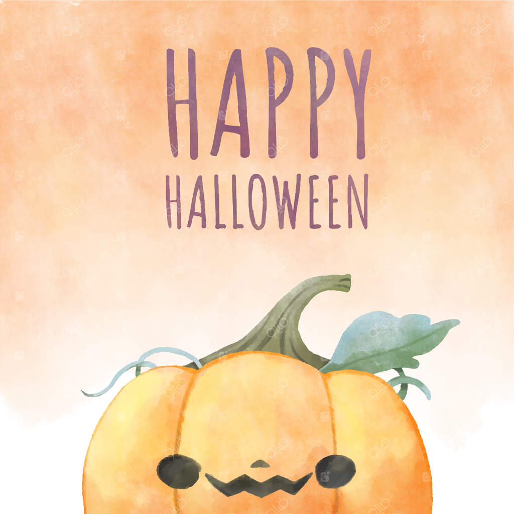 هالووین مبارک، نقاشی آبرنگی کدو تنبل هالووین.