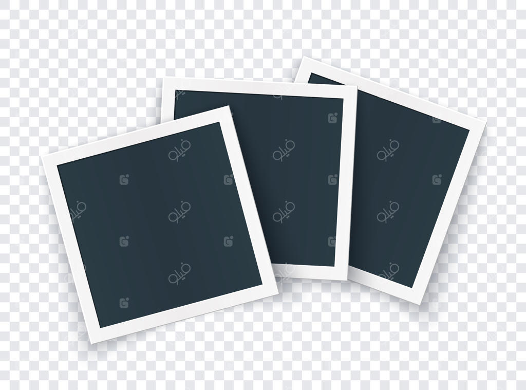 قالب قاب عکس مربعی با سایه‌ها، مناسب برای پس‌زمینه شفاف و کلاژ عکس واقعی