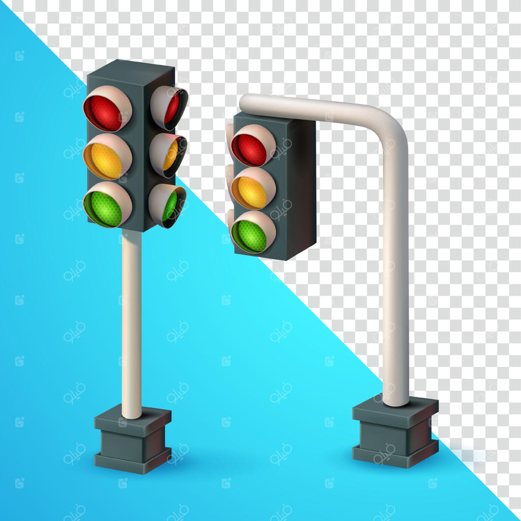 چراغ‌های راهنمایی و نماد علائم ترافیکی: طراحی سه‌بعدی مناسب برای عناصر طراحی