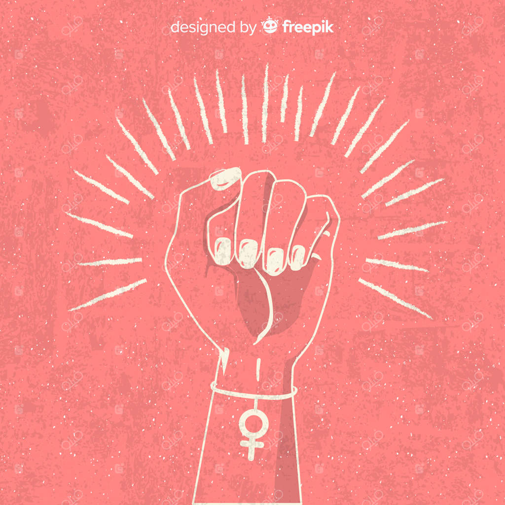 ترکیب فمینیسم با مشت نقاشی شده دستی