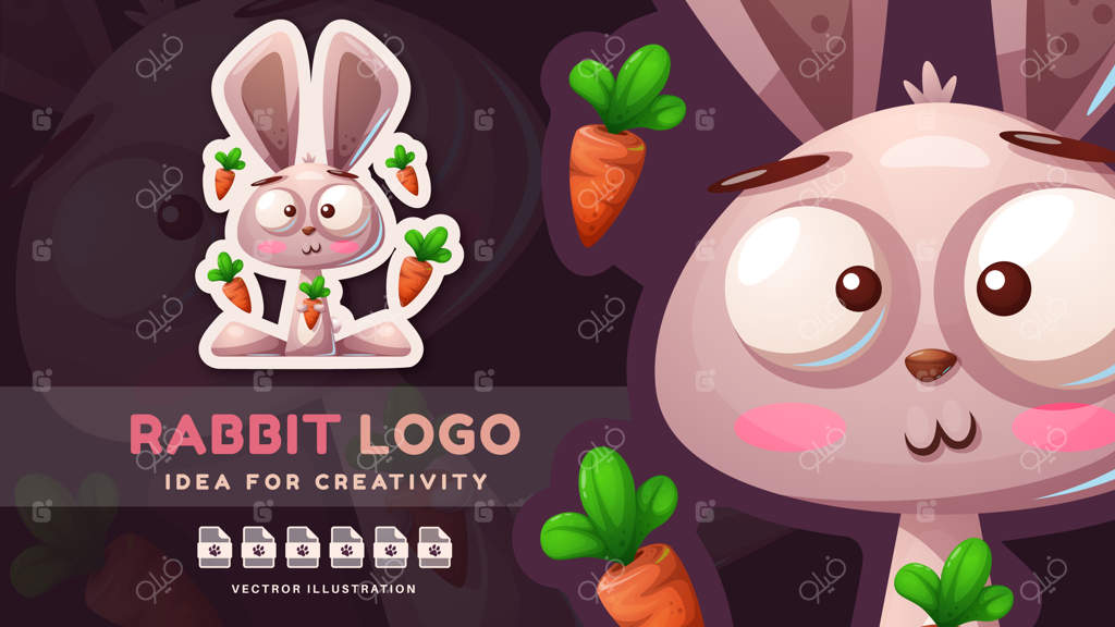 برچسب بامزه کاراکتر کارتونی خرگوش دوست‌داشتنی