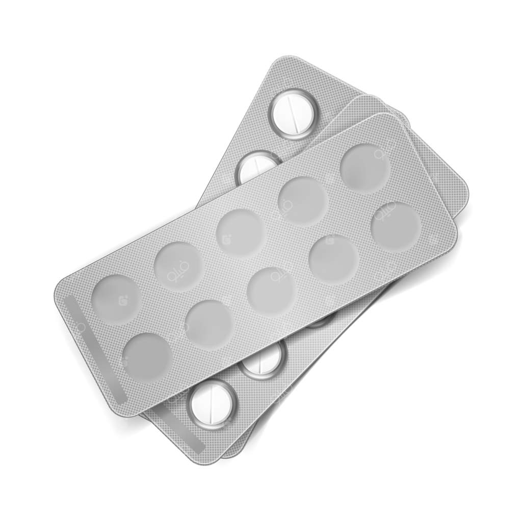 بسته‌ای از قرص‌ها روی پس‌زمینه سفید