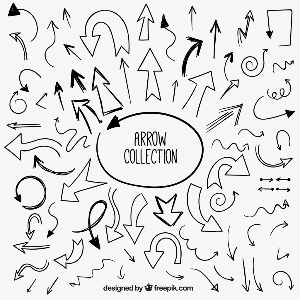 مجموعه‌ای از فلش‌های دستی کشیده‌شده