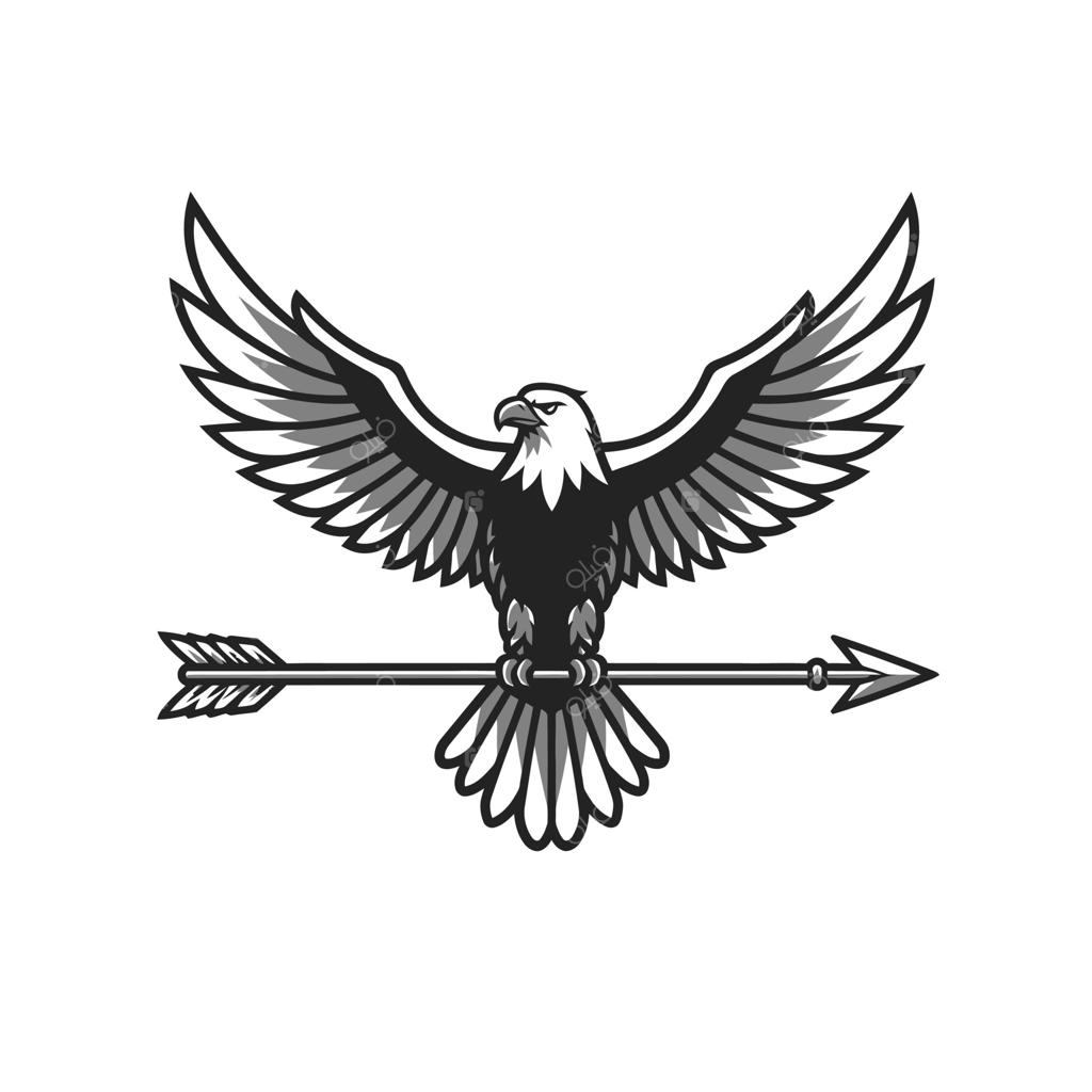 طراحی لوگوی عقاب روی یک پیکان با بال‌های باز شده