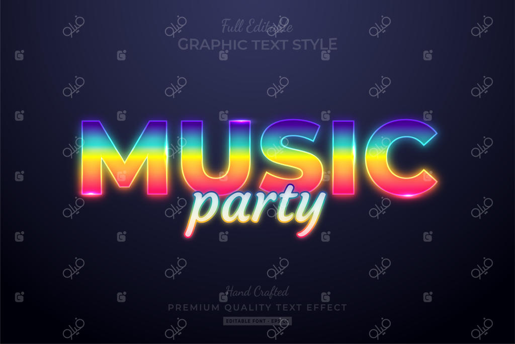 شب موسیقی نئونی با افکت متنی و فونت قابل ویرایش