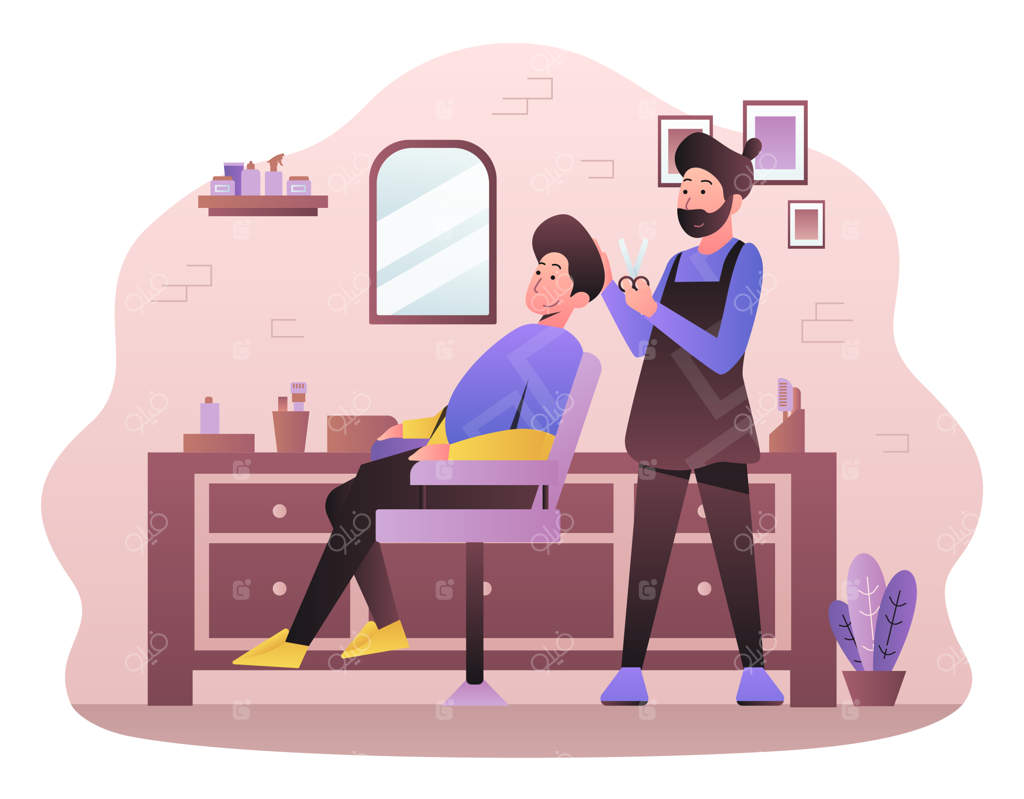 تصویرسازی دستی از آرایشگاه