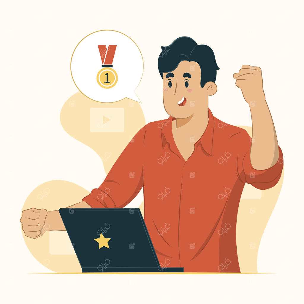 طرح مفهومی واکنش مرد در حال ابراز شادی