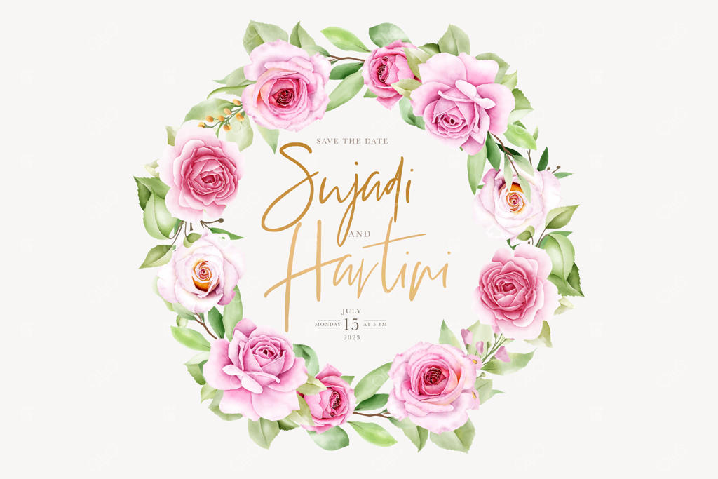 طراحی تاج گل و برگ با آبرنگ