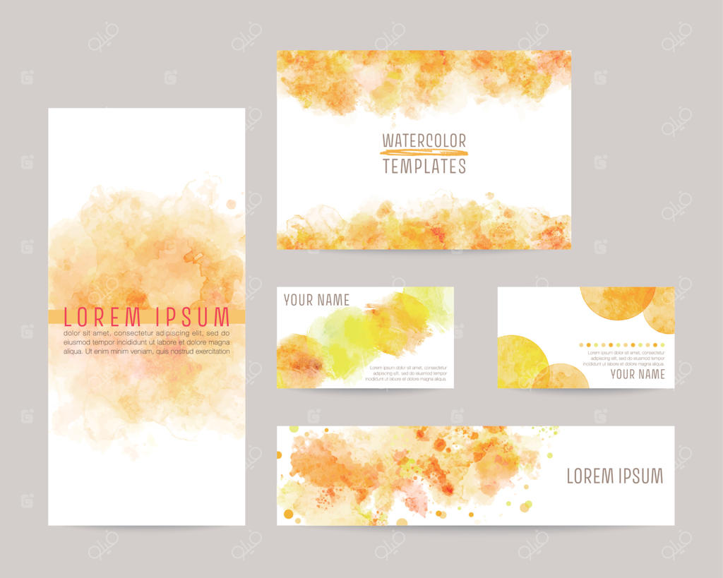 الگوهای پس‌زمینه وکتور آبرنگی: کاور بروشور، کارت دعوت، کارت ویزیت، بنر - نارنجی