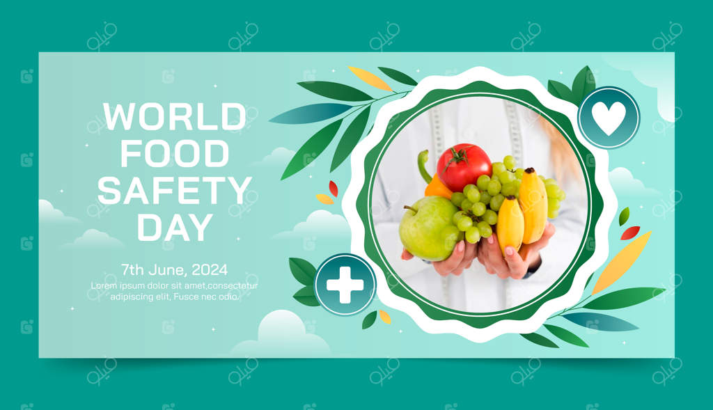 قالب بنر افقی برای آگاهی‌بخشی روز جهانی ایمنی غذا