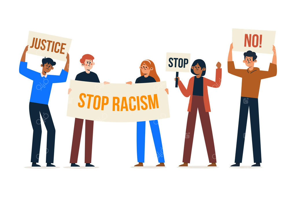 گروهی از مردم در تظاهرات علیه نژادپرستی شرکت می‌کنند