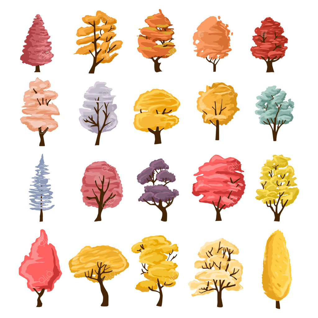 مجموعه‌ای از تصاویر درختان: قابل استفاده برای موضوعات طبیعت یا سبک زندگی سالم.