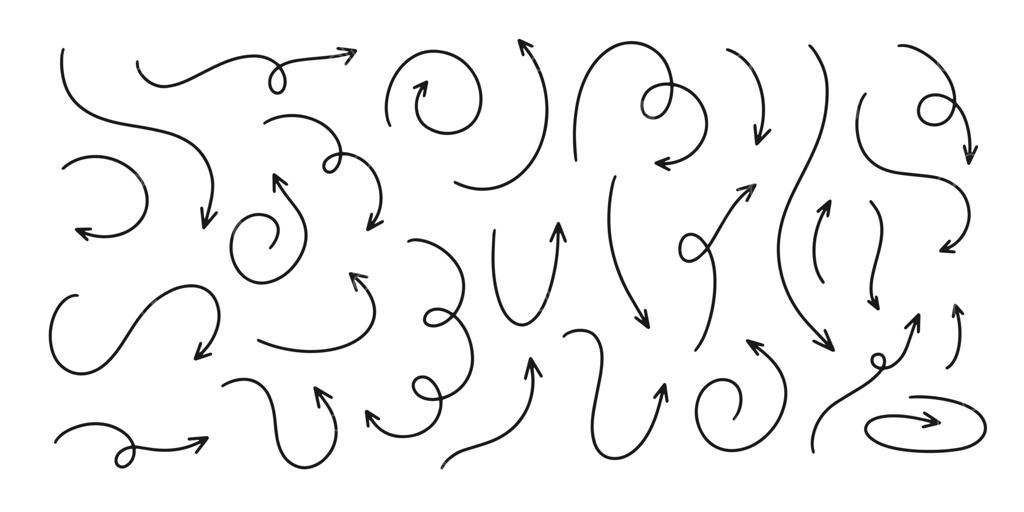 مجموعه آیکون‌های فلش منحنی: طراحی فلش برای برنامه‌ریزی تجاری و آموزشی