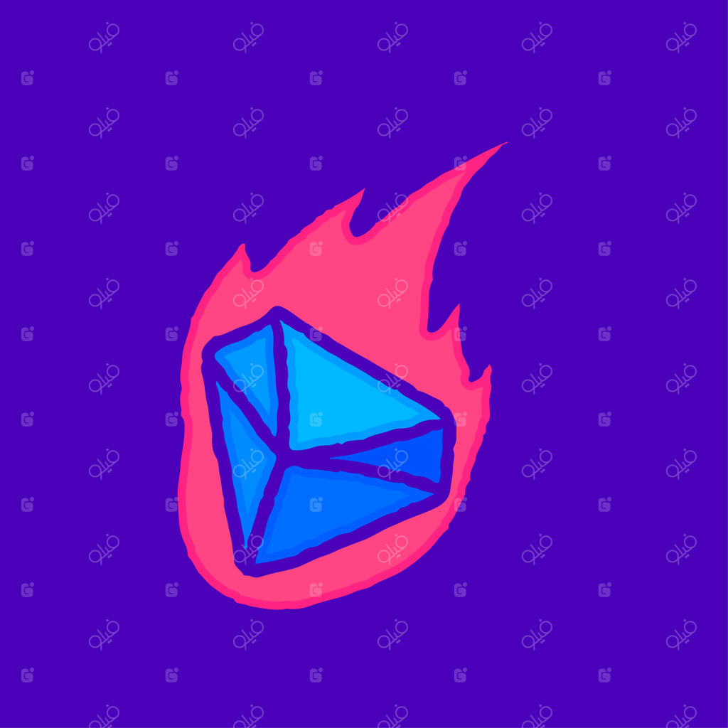 الماس شعله‌ور، طراحی برای تی‌شرت، برچسب یا لباس.