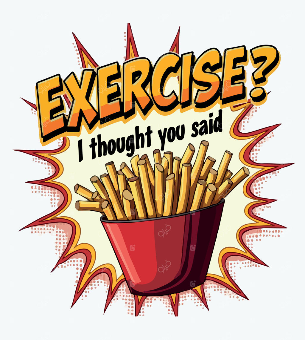 تبلیغ ورزش روی لیوان سیب‌زمینی سرخ‌کرده