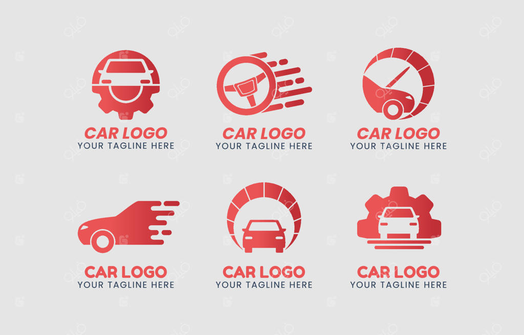 مجموعه لوگوی ماشین قرمز با طراحی گرادیانت