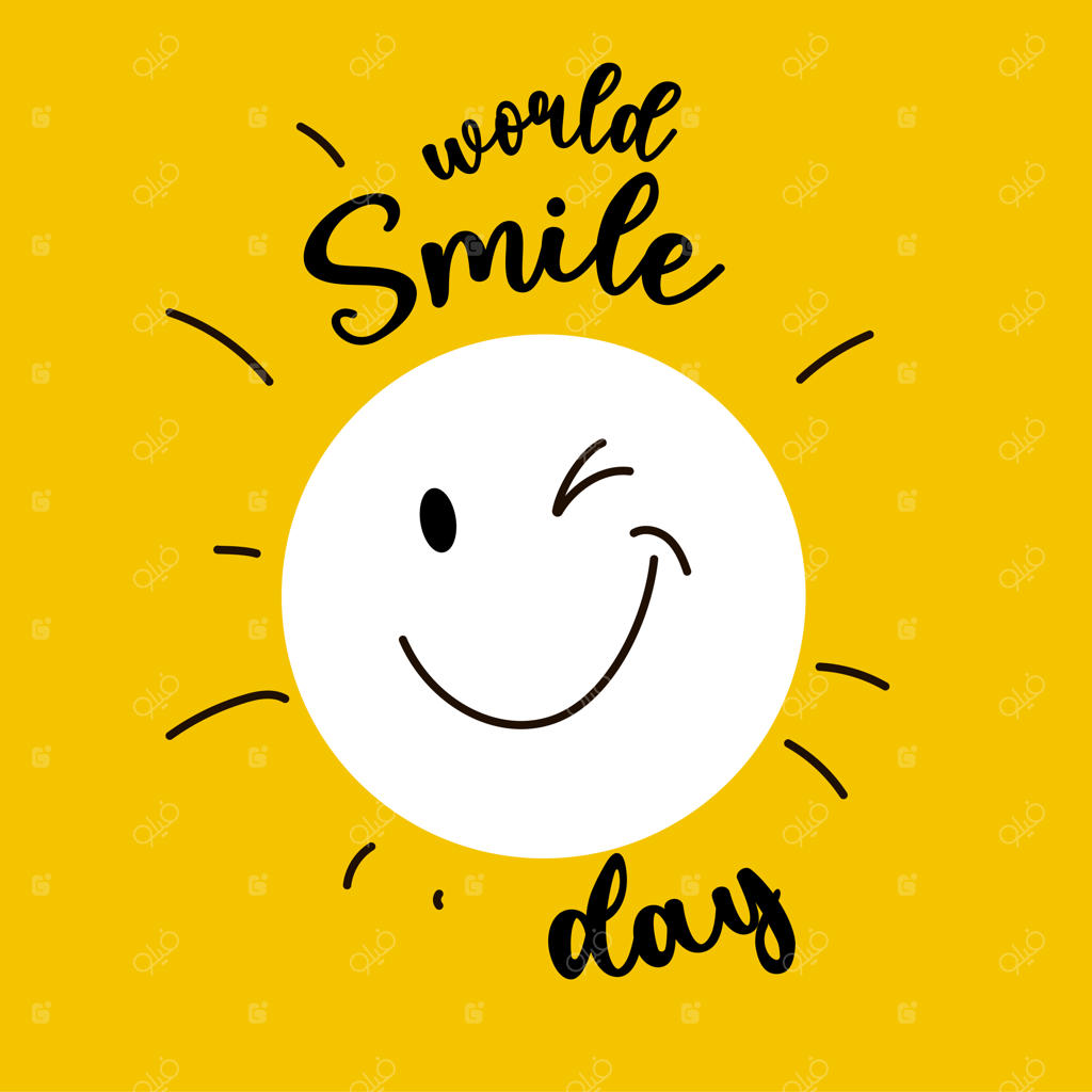 طراحی بنر روز جهانی لبخند با پس‌زمینه زرد وکتور ایفاده‌شده