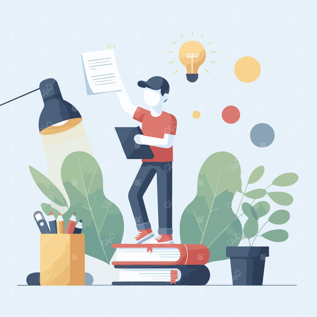 فردی با دفترچه یادداشت به سبک طراحی ساده و مینیمالیستی