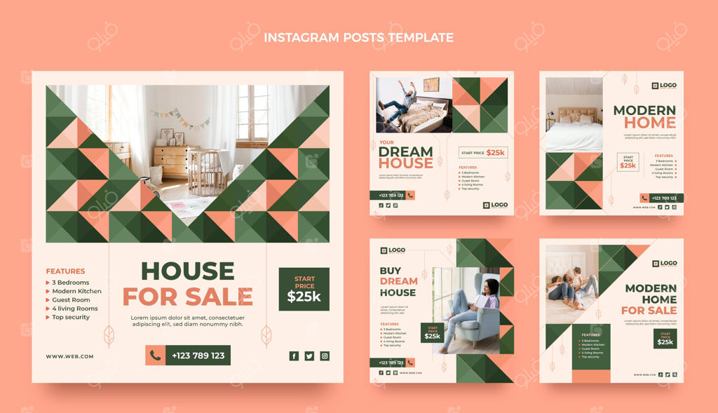 پست‌های اینستاگرامی املاک با طراحی مینیمال و هندسی抽