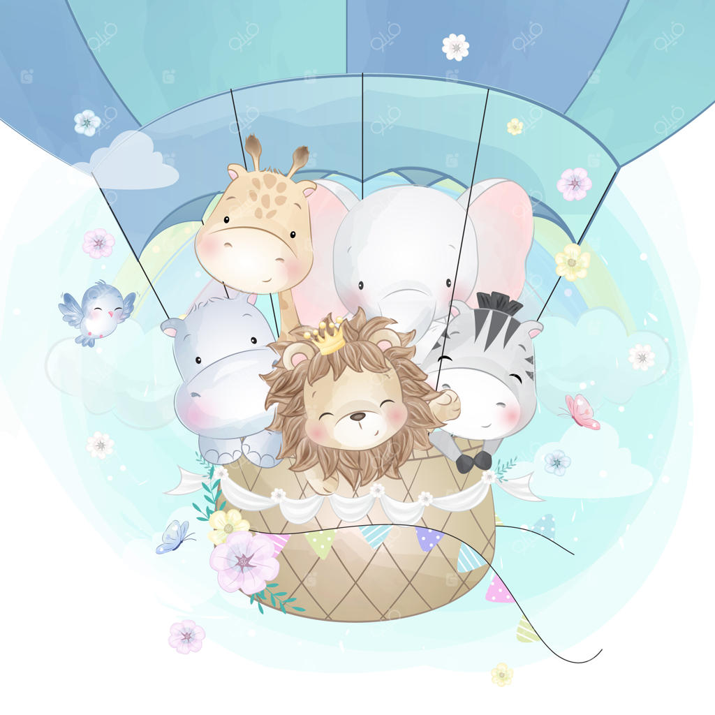 حیوانات بامزه در حال پرواز با بالن