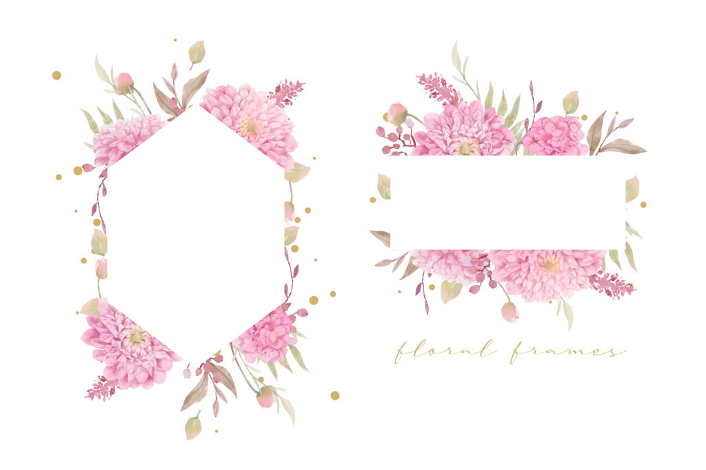 قاب زیبا با گل‌های کوکب آبرنگی