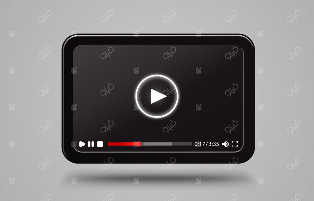 طرح صفحه فرود: قالب مرورگر ویدئو اینترنتی با پنجره‌های جستجو و فریم‌های برداری وب‌سایت