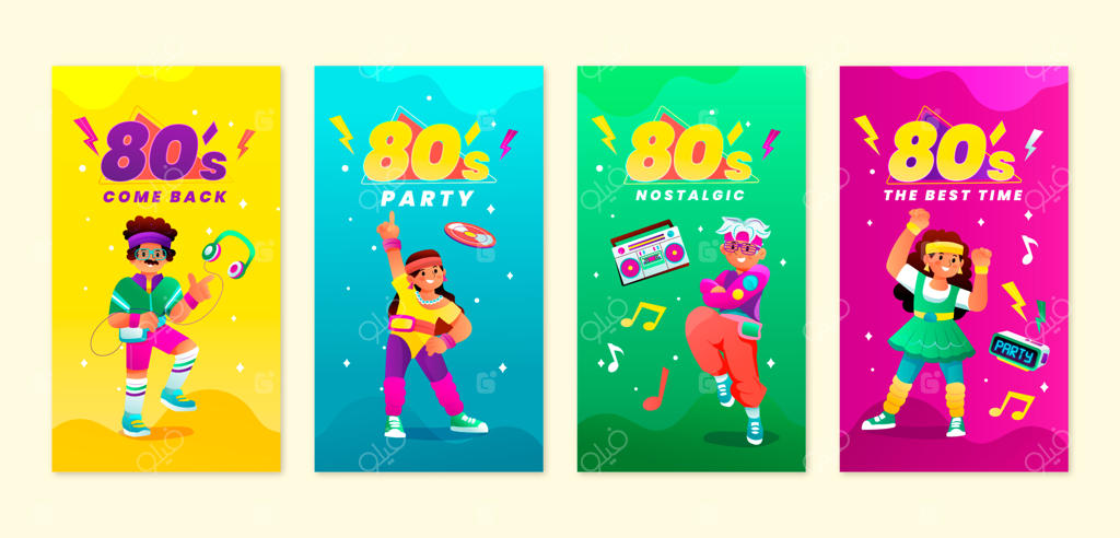 جشن مهمانی دهه 80 با تم گرادیان برای استوری اینستاگرام