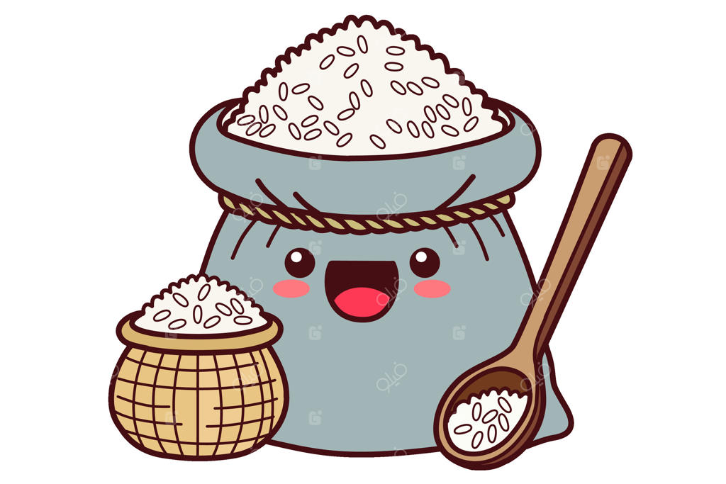 تصویرسازی کیسه برنج به سبک کارتونی