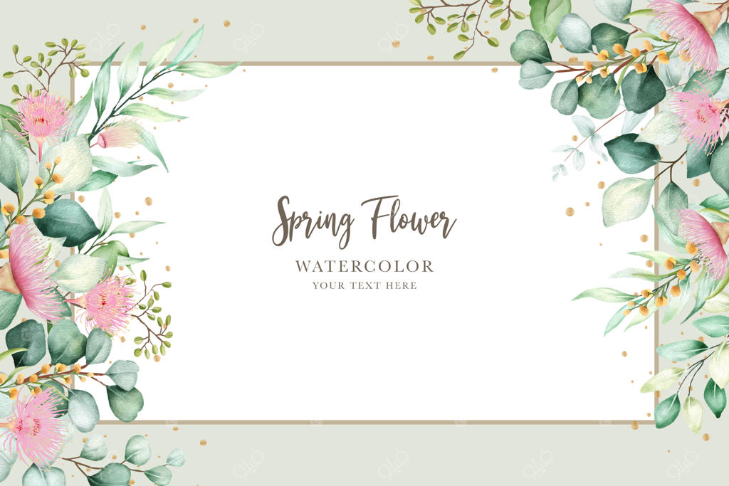 طراحی پس‌زمینه با گل‌ها و برگ‌های دست‌کشیده به شکل تاج گل